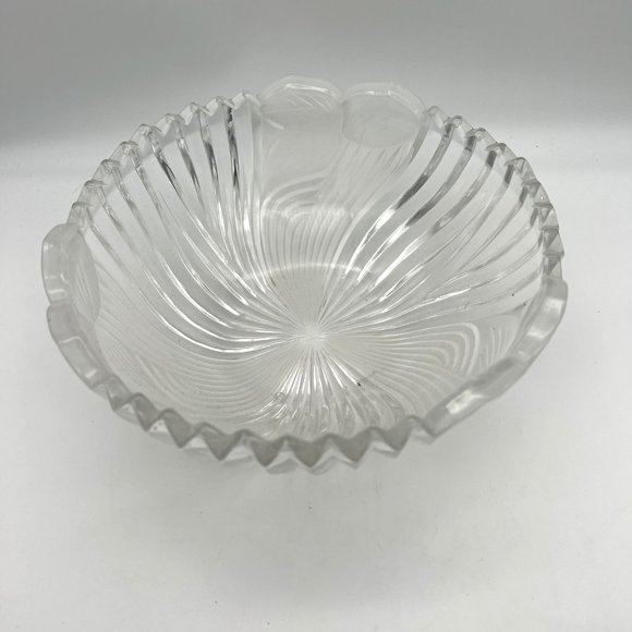 Crystal Glass Serving Bowl Floral Design - 8.5" - Picture 2 of 7